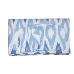 handwoven tablecloth with blue and white design