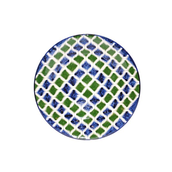 majestic ceramic plate in green and blue design for sale