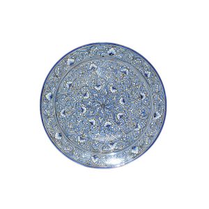 fantastic ceramic round plate with blue design
