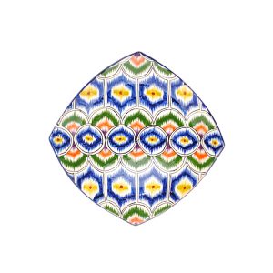 traditional ceramic square plate with colourful design