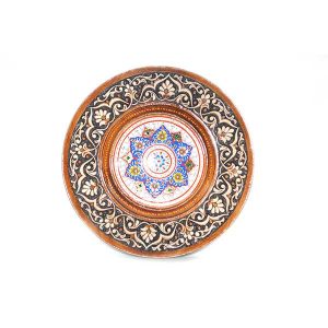 antique style wooden plate with bright design