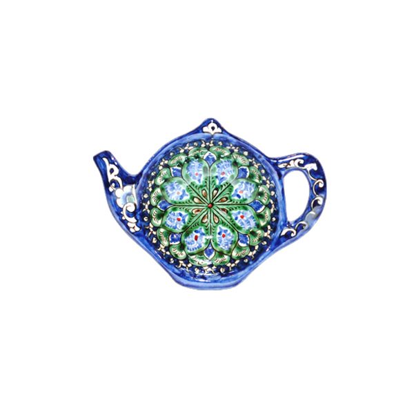 elegant teapot-shaped plate with colourful design