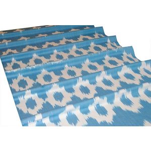 traditional ikat style fabric with floral design