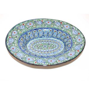 magnificent ceramic oval dish with blue colours