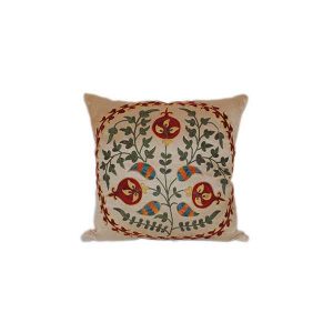 handcrafted cushion with pomegranate design