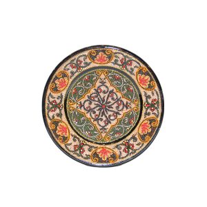 opulent handcrafted plate with multicoloured design